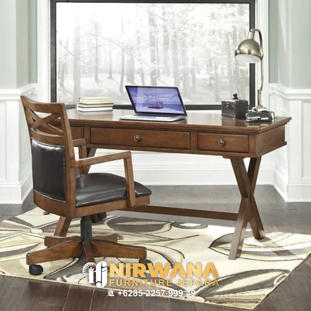 Mew Desain Meja Kantor Kayu Jati Murah Harga Terjangkau Kualiatas Terbaik Desk Office