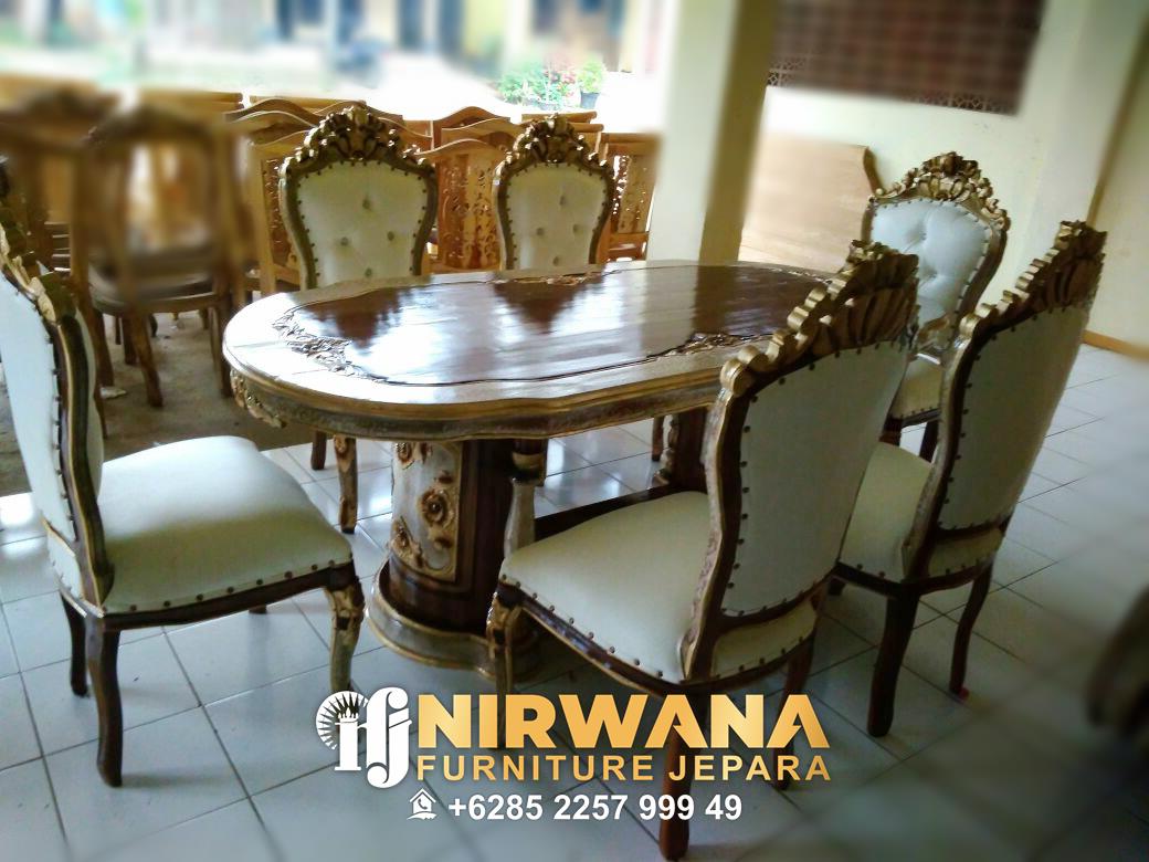 Set Meja Makan Romawi Kayu Jati Jepara Terbaru