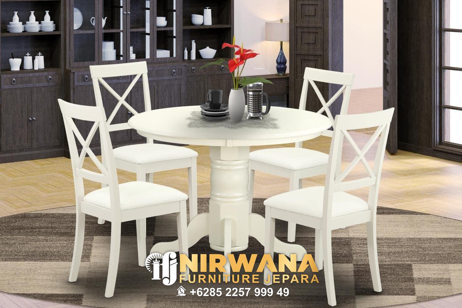 Model Meja Makan Restoran Model Bundar Cat Putih