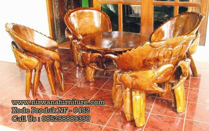 Kursi Tamu Antik Motif Kepiting Ukiran