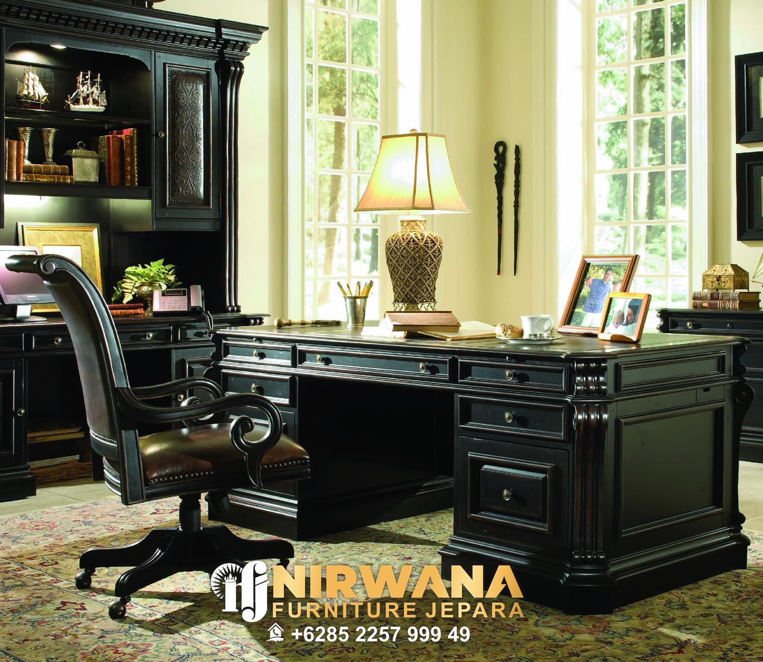 New Design Home Office Meja Kerja Model Klasik Jepara