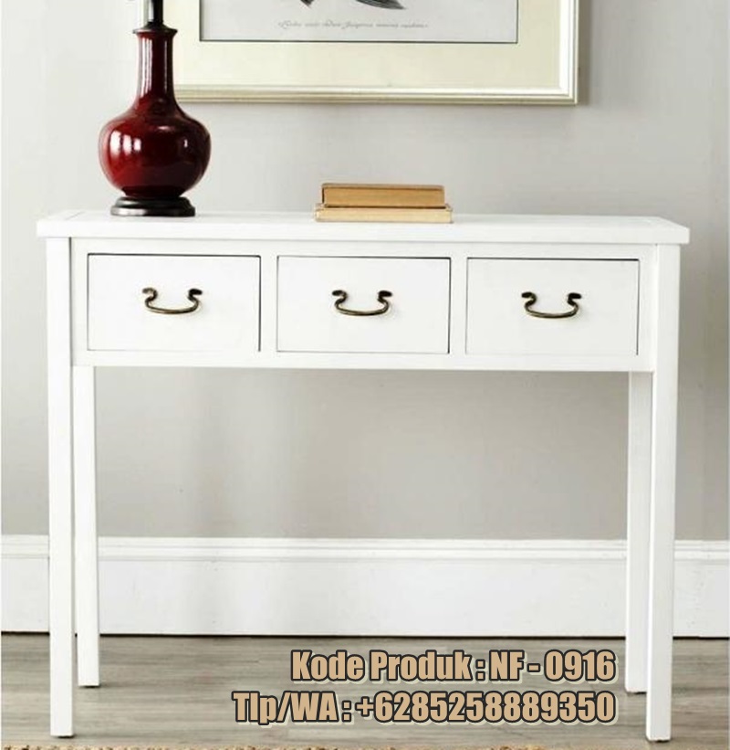 Meja Console Minimalis Cat Duco Putih Model 3 Laci