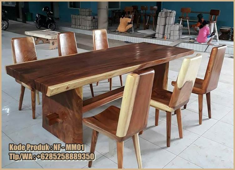 This image has an empty alt attribute; its file name is nf-mm01-meja-makan-minimalis-kayu-utuh.jpg