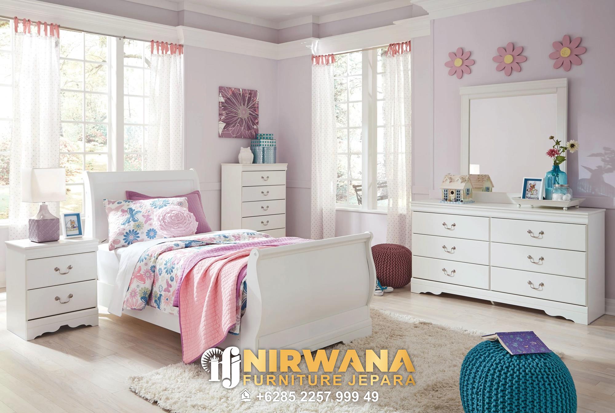 Model 1 Set Tempat Tidur Anak Modern Kids Sleigh Bed Set, Jual Tempat Tidur Anak, Ranjang Tidur Anak, Kamar Set Anak Cat Duco, Tempat Tidur Murah Dipan Anak, Tempat Tidur Terbaru